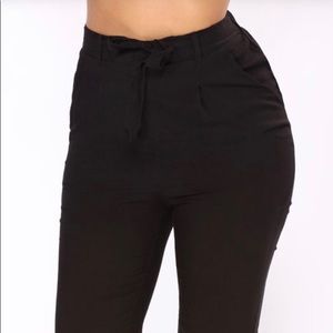 Waist Tie Pants - Black